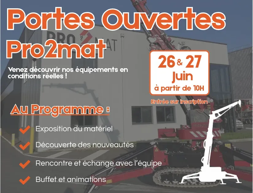 Bannière Portes Ouvertes PRO2MAT, 26 et 27 juin