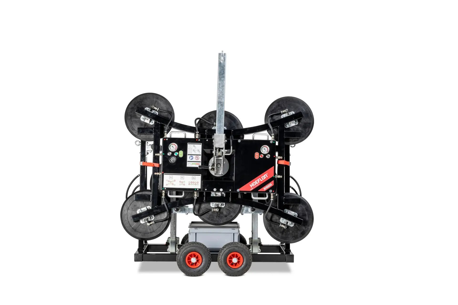 Palonnier à ventouses Hoeflon S1000 monté sur son chariot de transport – HEOFLON PRO2MAT
